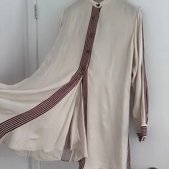 DONATED ❌ZARA White Mandarin Collar Long Sleeve Shirt Size M - Picture 6 of 7